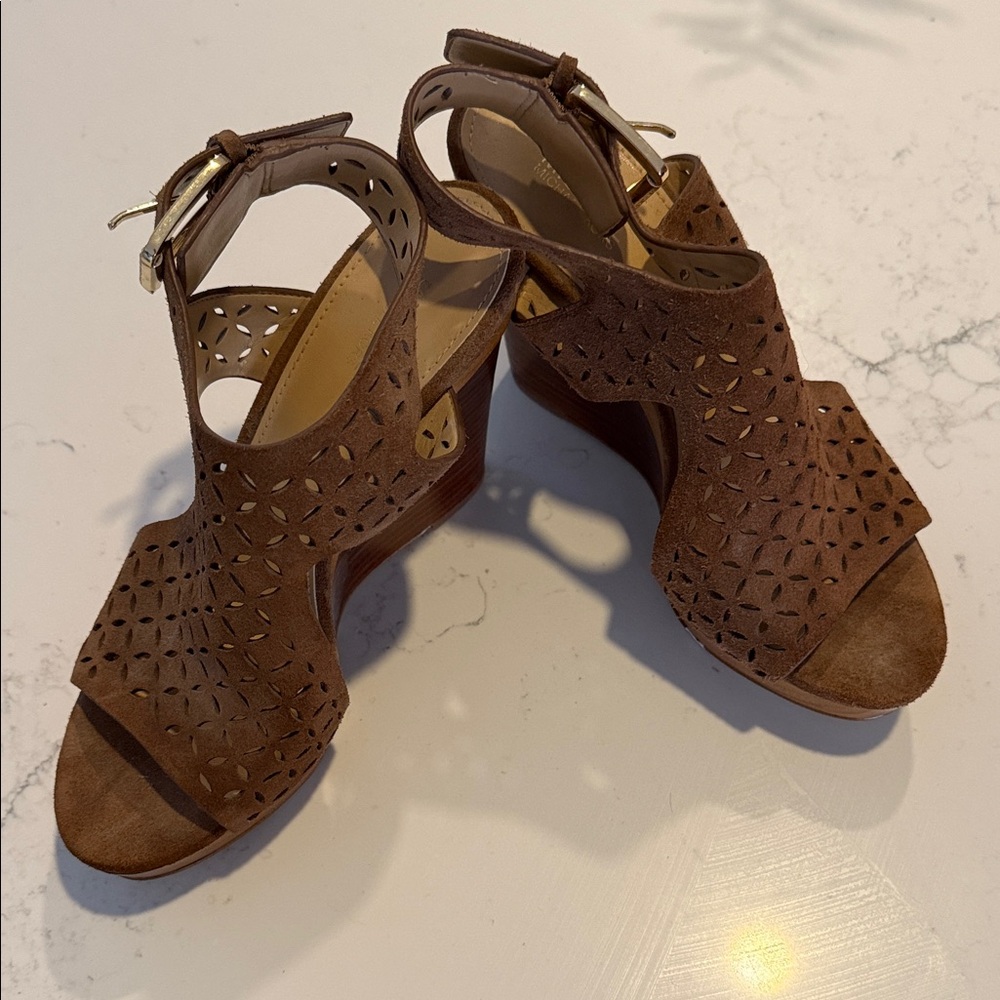 Michael Kors Tan Cutout Wedges